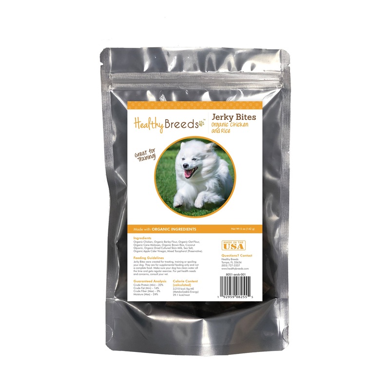 American Eskimo Dog Jerky Bites Chicken & Rice Recipe Dog Treats 5 oz