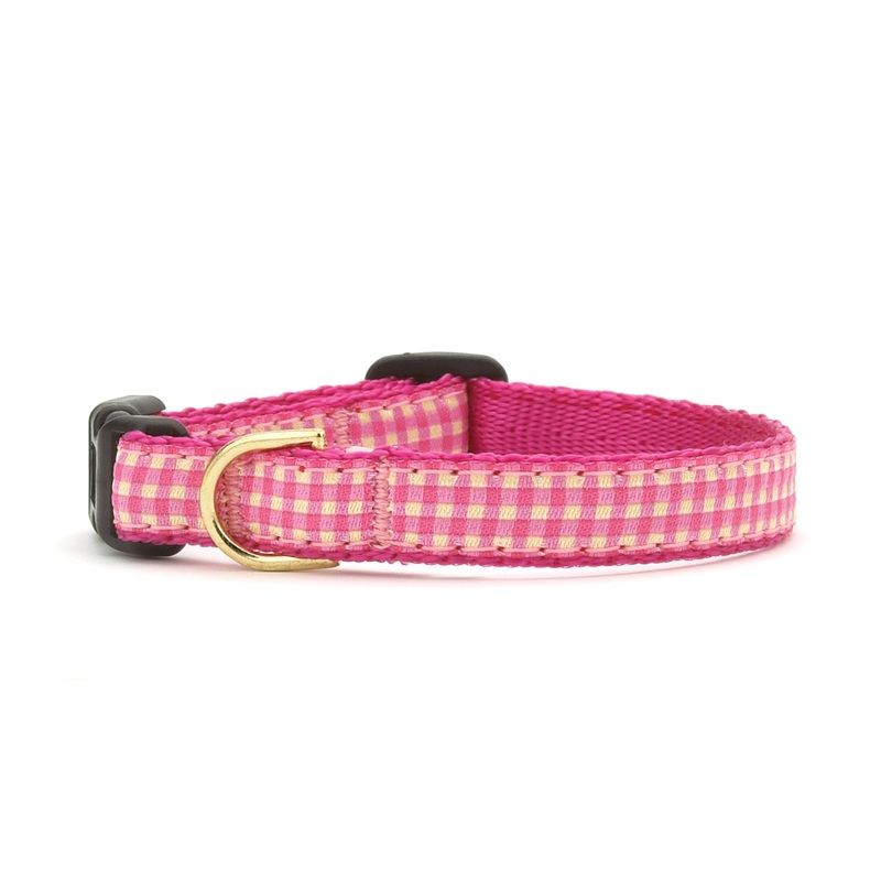 Pink Gingham Small Breed Dog Collar