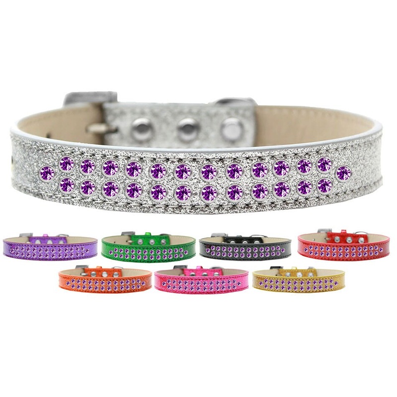 Premium Two Row Rim Set Purple Crystal Ice Cream Collar
