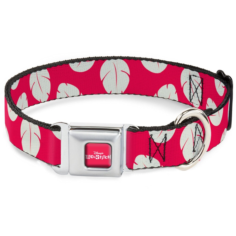 Disneys LILO & STITCH Title Logo Full Color Red/White Seatbelt Buckle Collar - Lilo & Stitch Bounding Lilo Dress Leaves Red/Ivory