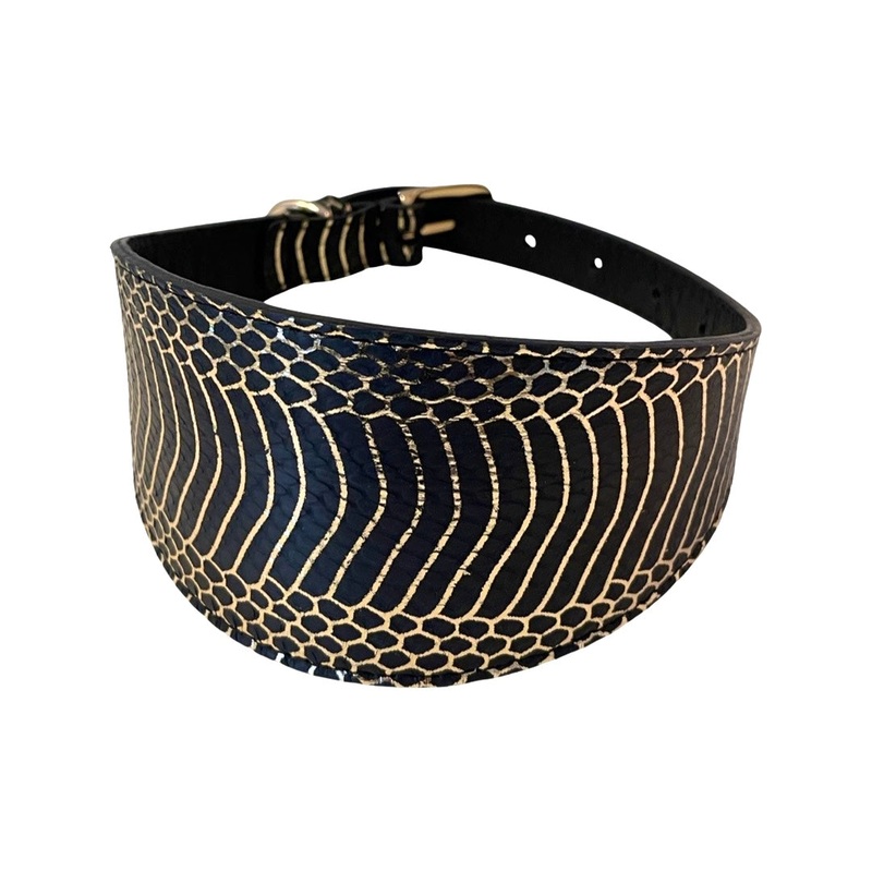 Gold & Black Snake 3 Wide Style Gatsby Collar