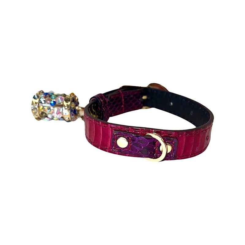 XS 7-14 Ruby Red & Purple Custom Snake Collar/Custom Gold Italian Hardware
