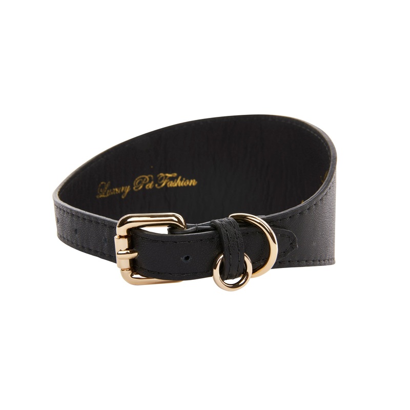 Black Vegan Leather 2 Wide Collar