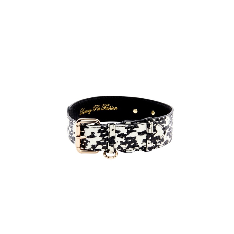 Black & White Snake Collar With Classic Gold Hardware