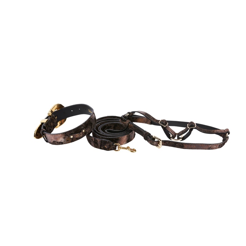 Brown Lace In Leather Print Suede Italian Leather With Ornate Swarovski Crystal Italian Hardware Set