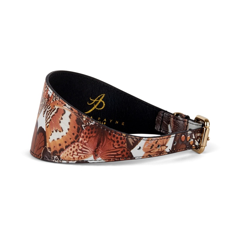 Butterfly Print Italian Leather 3 Wide Style Collar