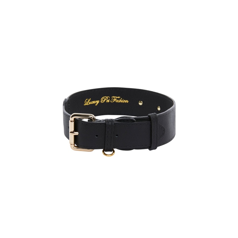 Classic Black Italian Leather Collar & Leash Set