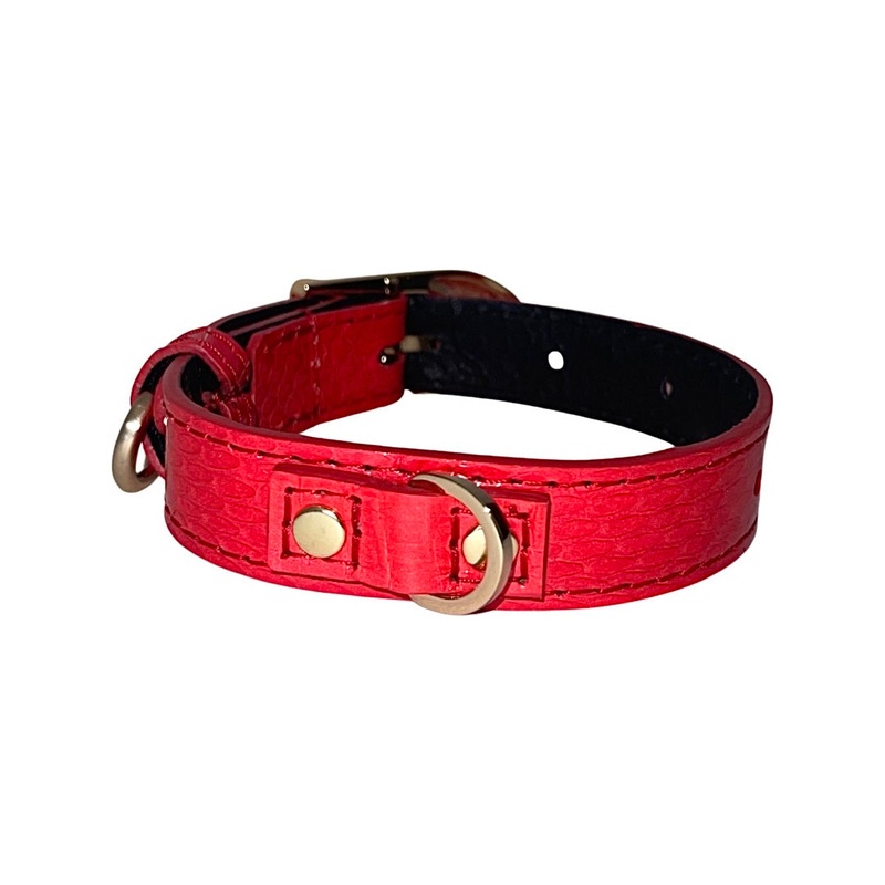 Dark Orange XS Snake 7-14 Collar/Custom Gold Italian Hardware