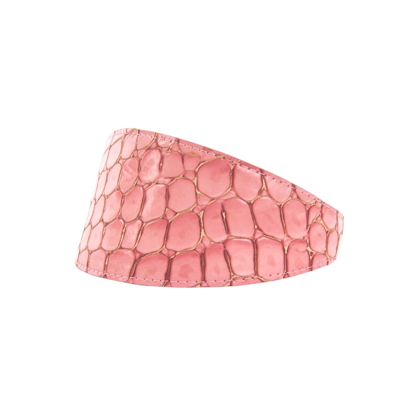 Embossed Belly Side Croc Italian Leather Wide Style Collar