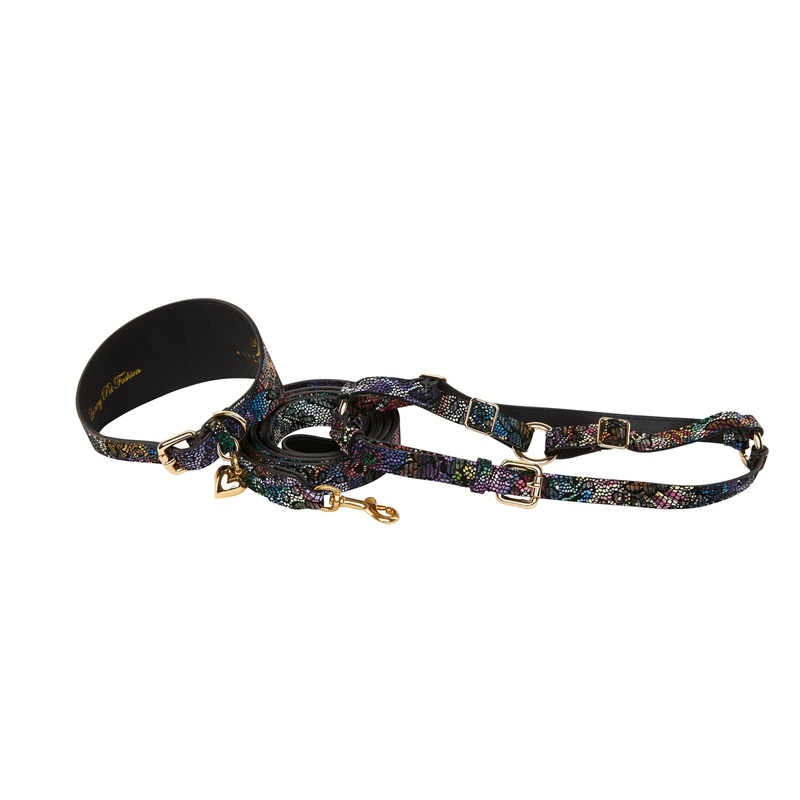 Floral/Lace Embossed Italian Leather 3 Wide Style  Collar With Custom Swarovski Sunflower Rivets, Leash, Harness Set