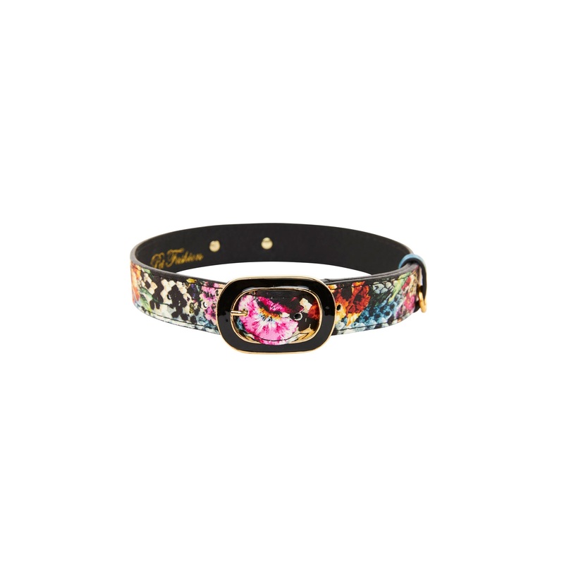 Floral, Scull, Snake Print Italian Leather Collar