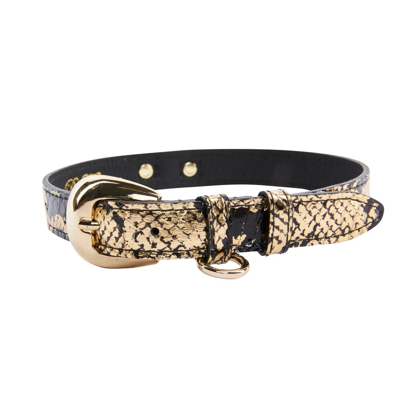 Gold & Black Snake Collar With Oval Gold Hardware
