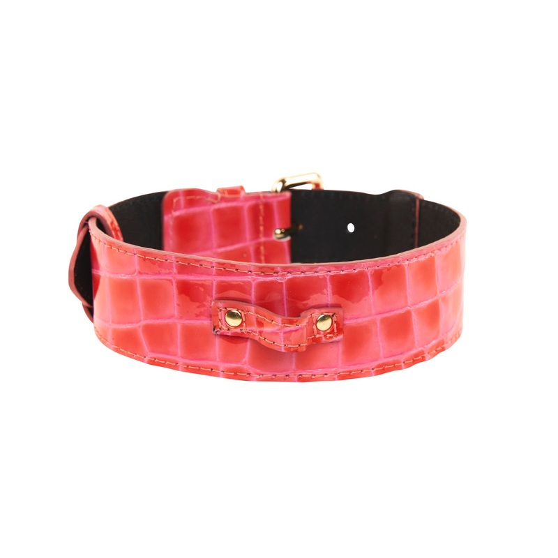 Orange & Pink Patent Leather Classic Collar