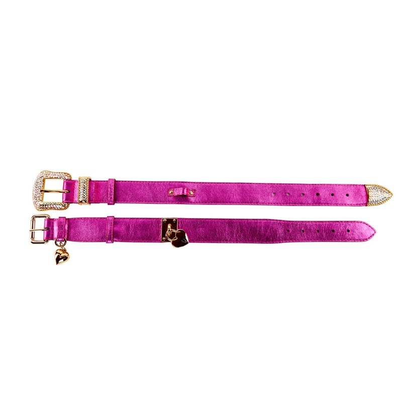 Pink Foil Italian Leather Collar Set