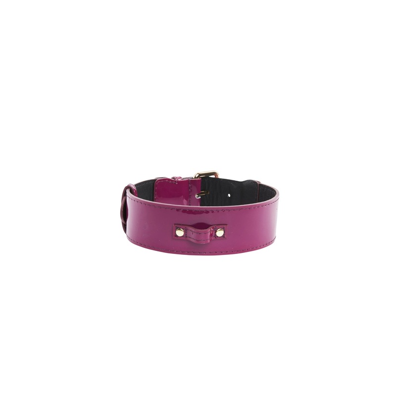 Purple Patent Italian Leather/Classic Hardware Collar