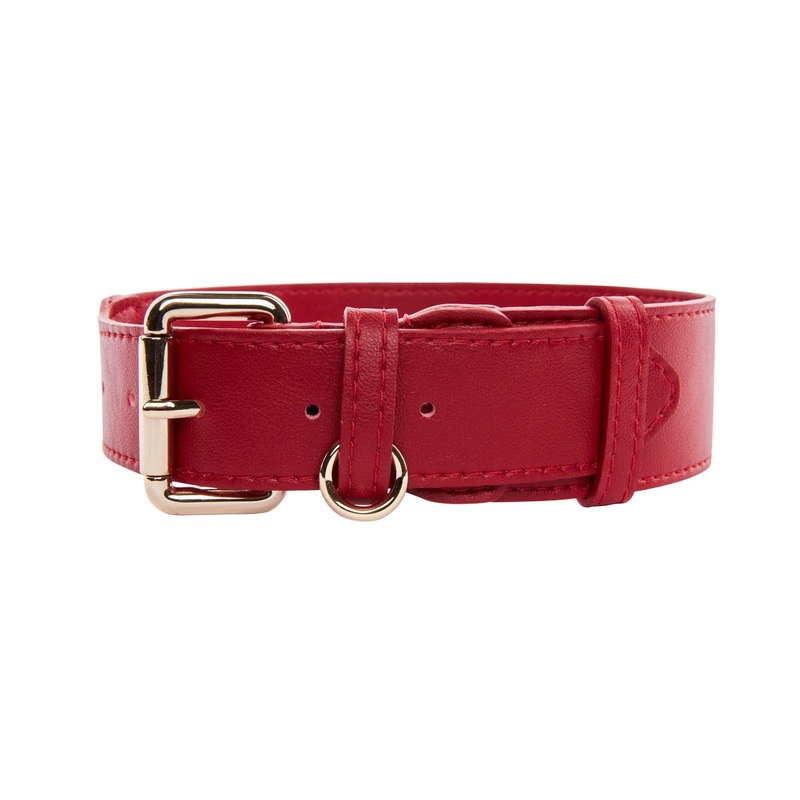 Red Vegan Leather Classic Collar
