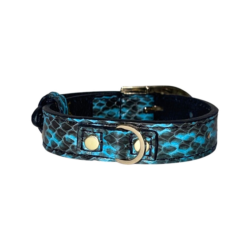 XS/S 7-14 Turquoise & Black Custom Snake Collar/Custom Gold Italian Hardware