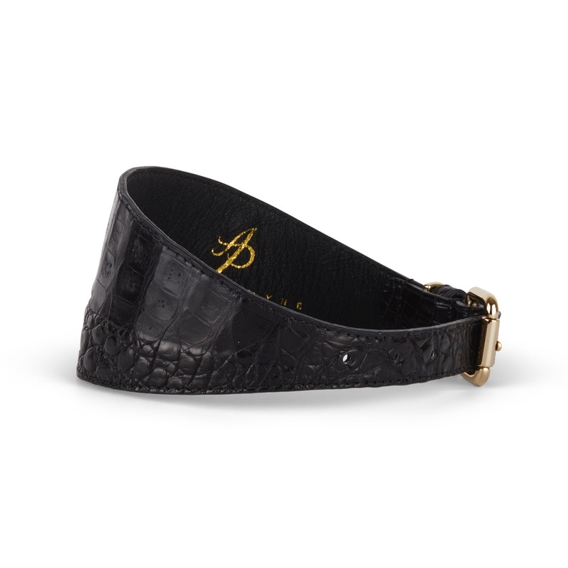Black Croc 3 Wide Style Collar