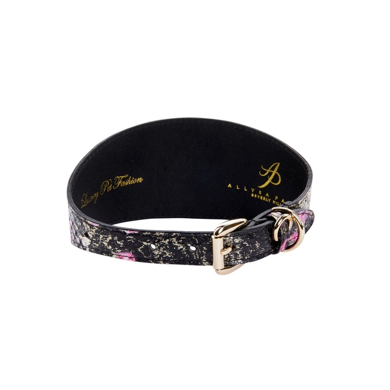 Black, White, Pink, Gold Snake 3 Wide Style Collar
