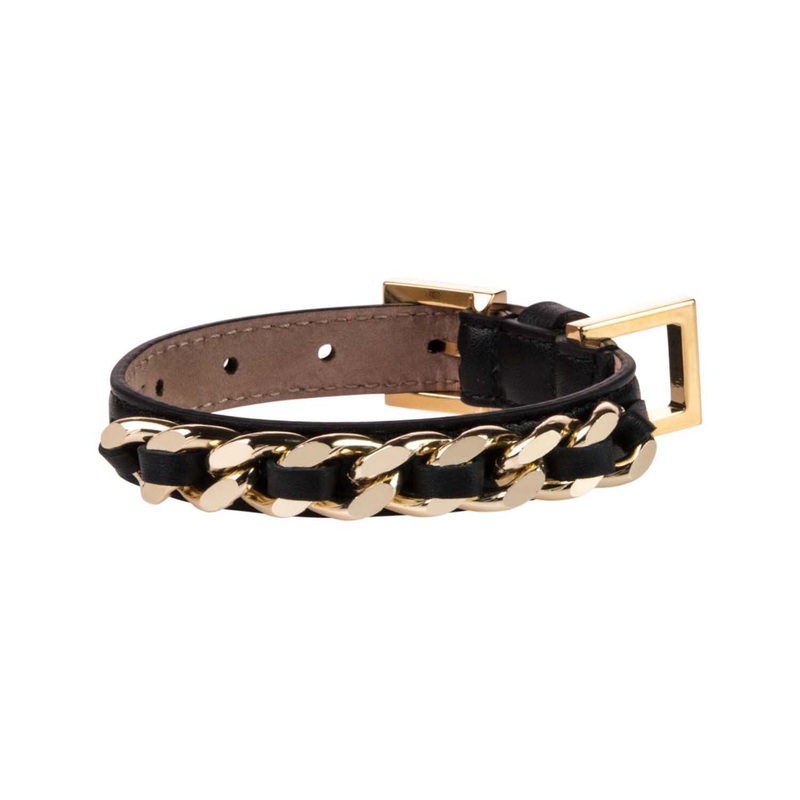 Chain Collar in Black Leather