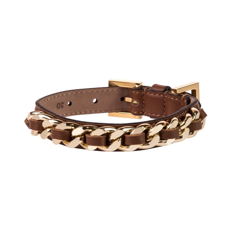 Chain Collar in Brown Leather