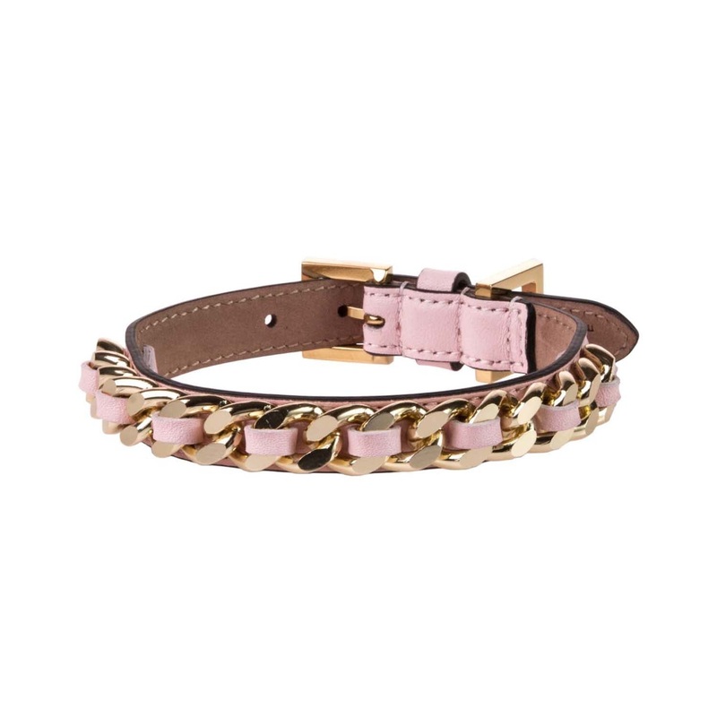 Chain Collar in Pink Leather
