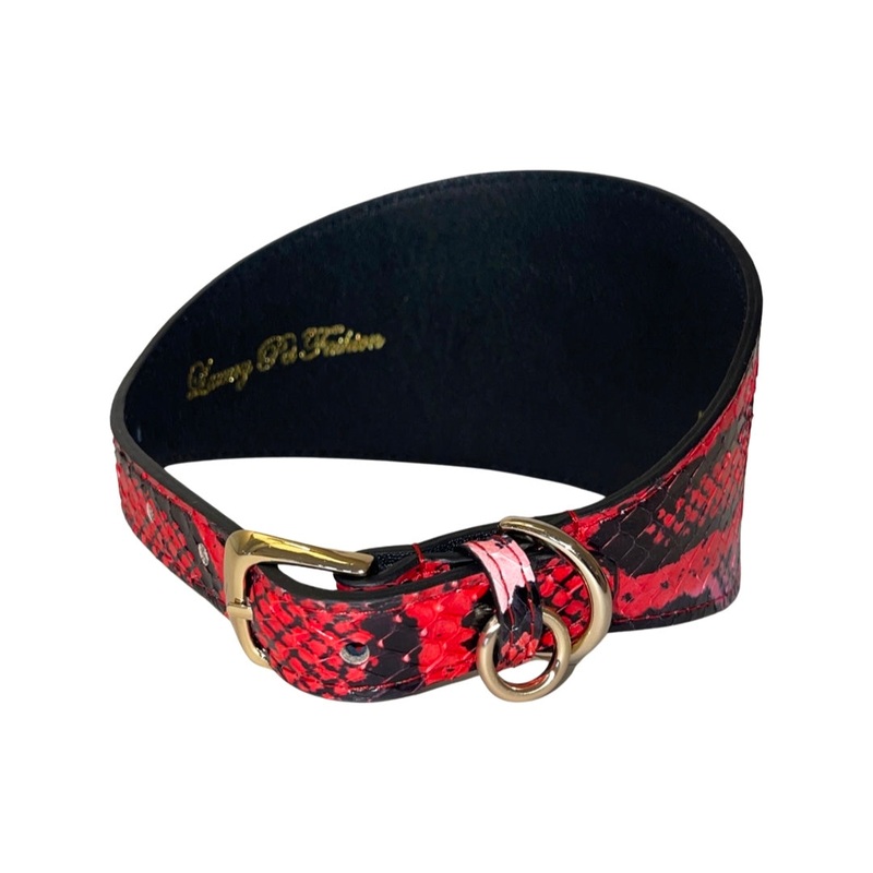 Fuchsia/Light Pink/Red & Black Custom Snake 4 Wide Style Collar