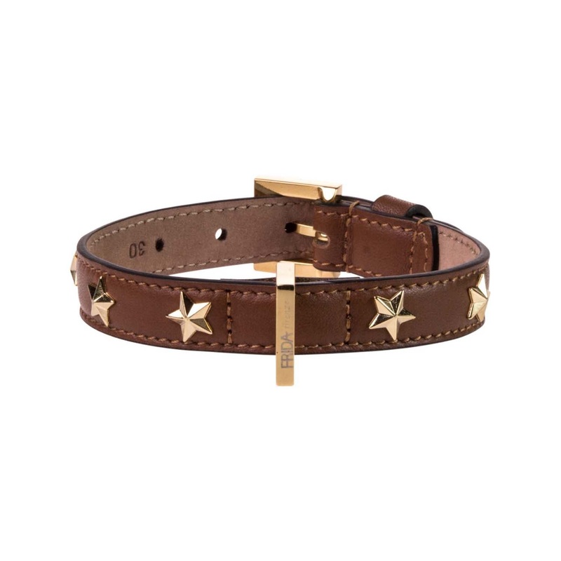 Star Stud Brown Leather Collar