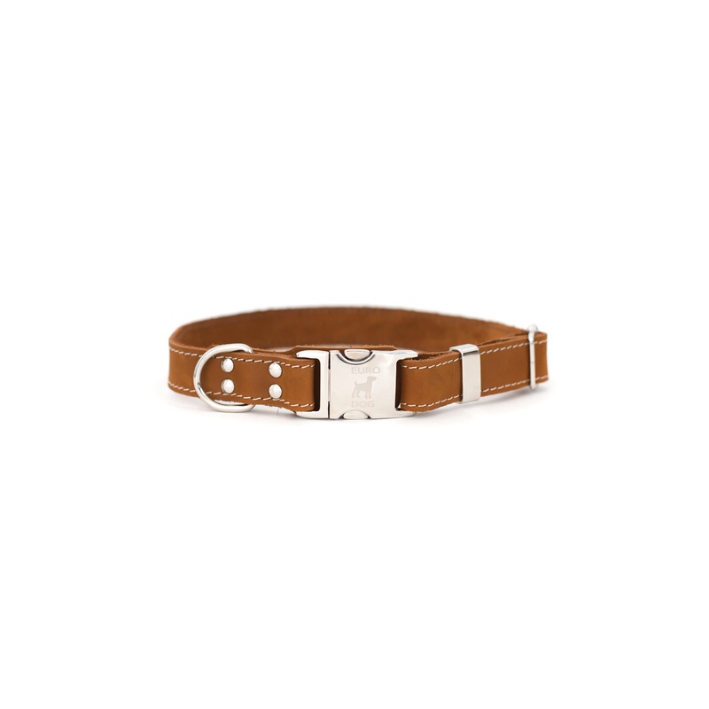 Bestseller Quick-Release Earth Brown Leather Dog Collar with Metal Buckle