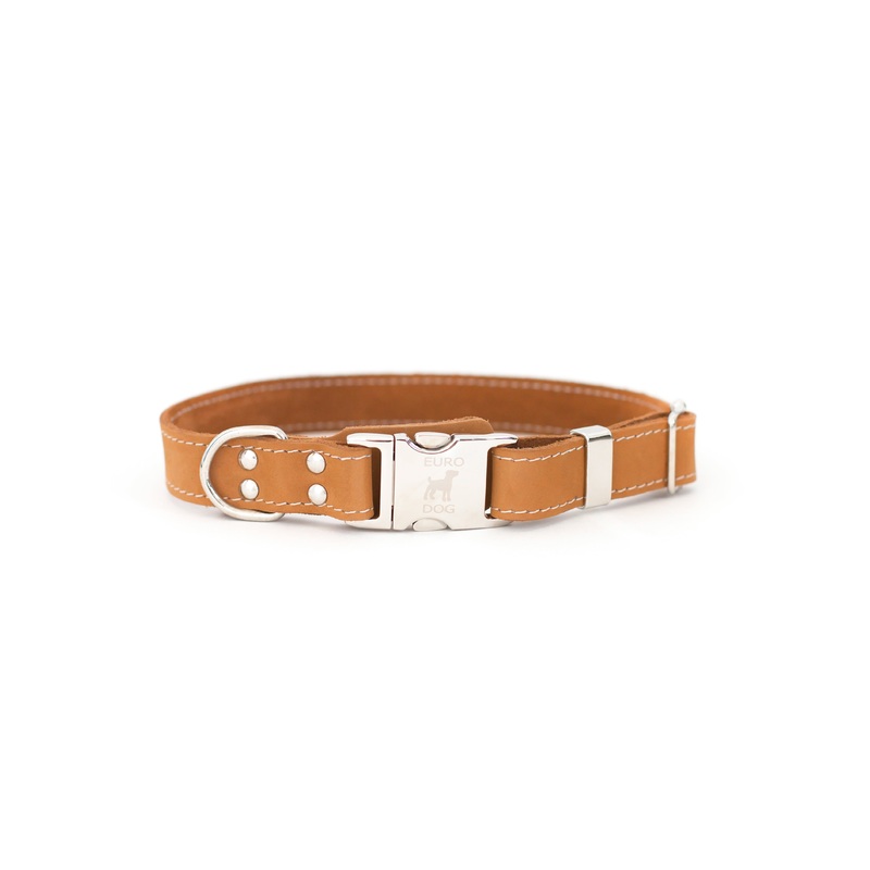 Bestseller Quick-Release Khaki Leather Dog Collar with Metal Buckle