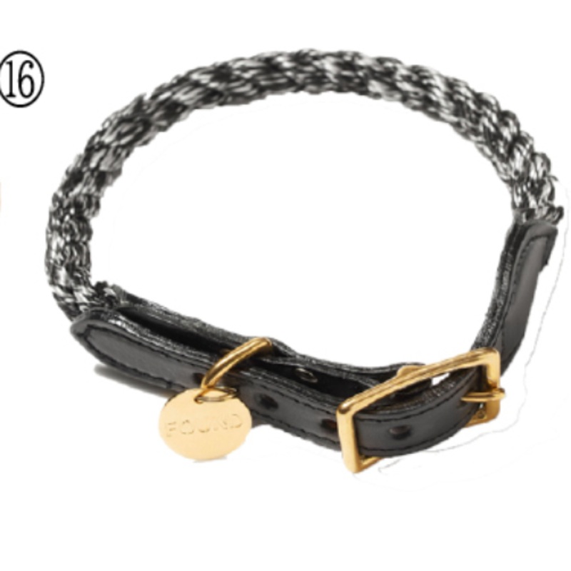 BLACK AND WHITE UP-CYCLED ROPE DOG & CAT COLLAR