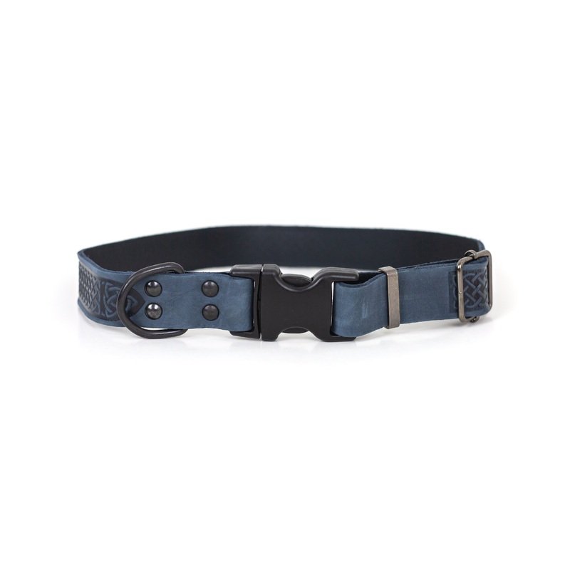 Celtic Sport Blue Jeans Leather Dog Collar