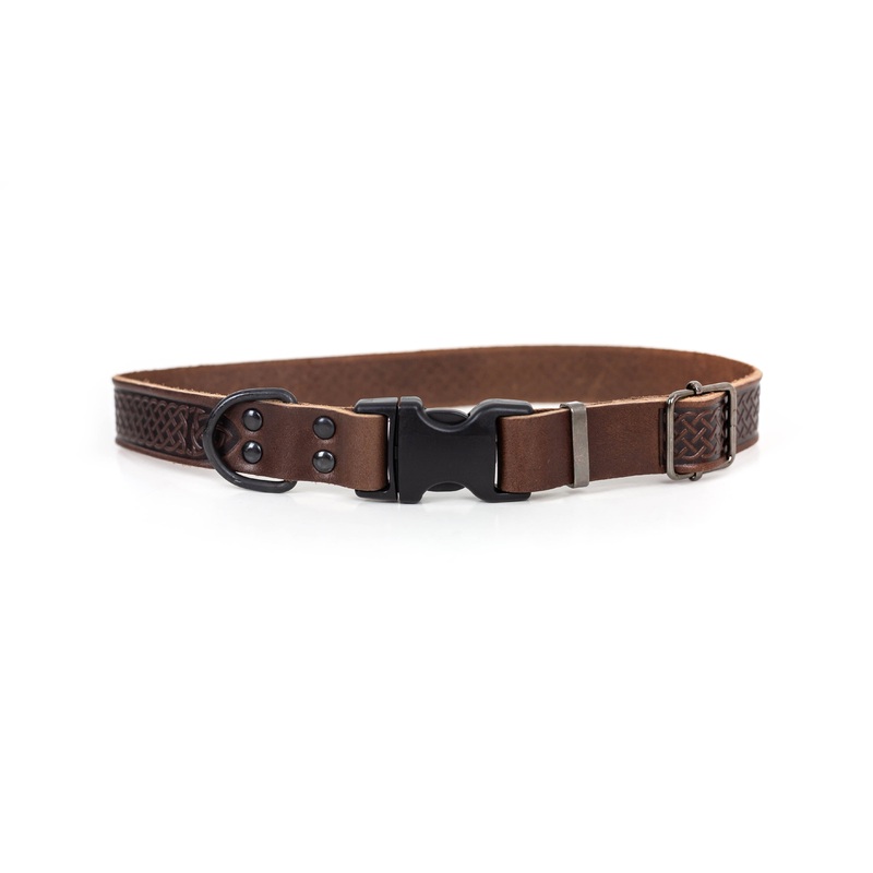 Celtic Sport Chocolate Leather Dog Collar