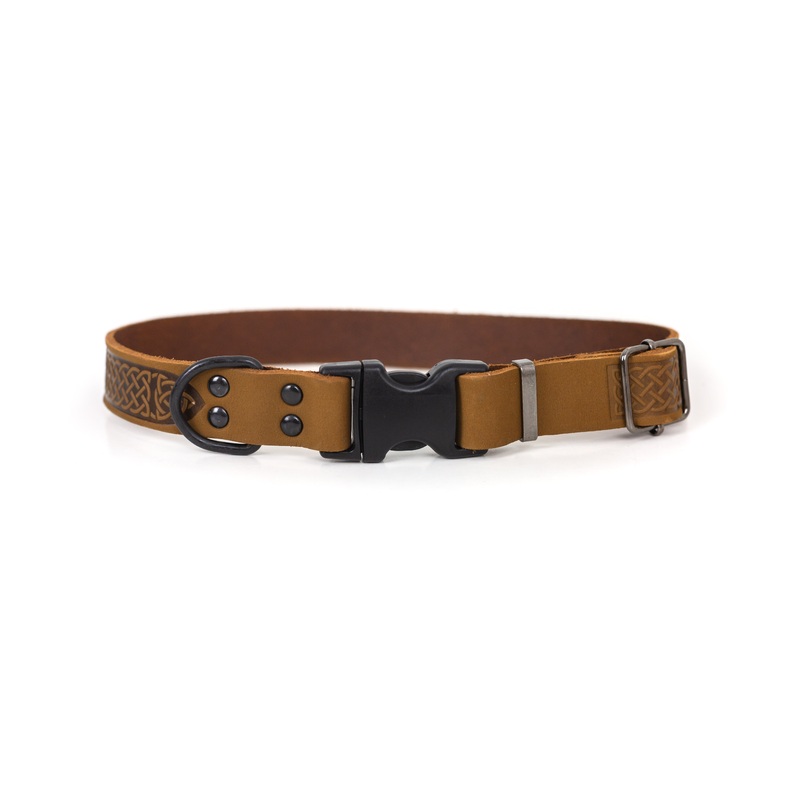 Celtic Sport Earth Brown Leather Dog Collar
