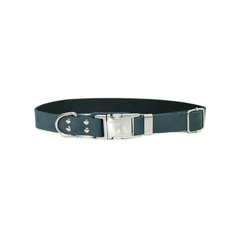 Modern Style Quick-Release Blue Jeans Leather Dog Collar