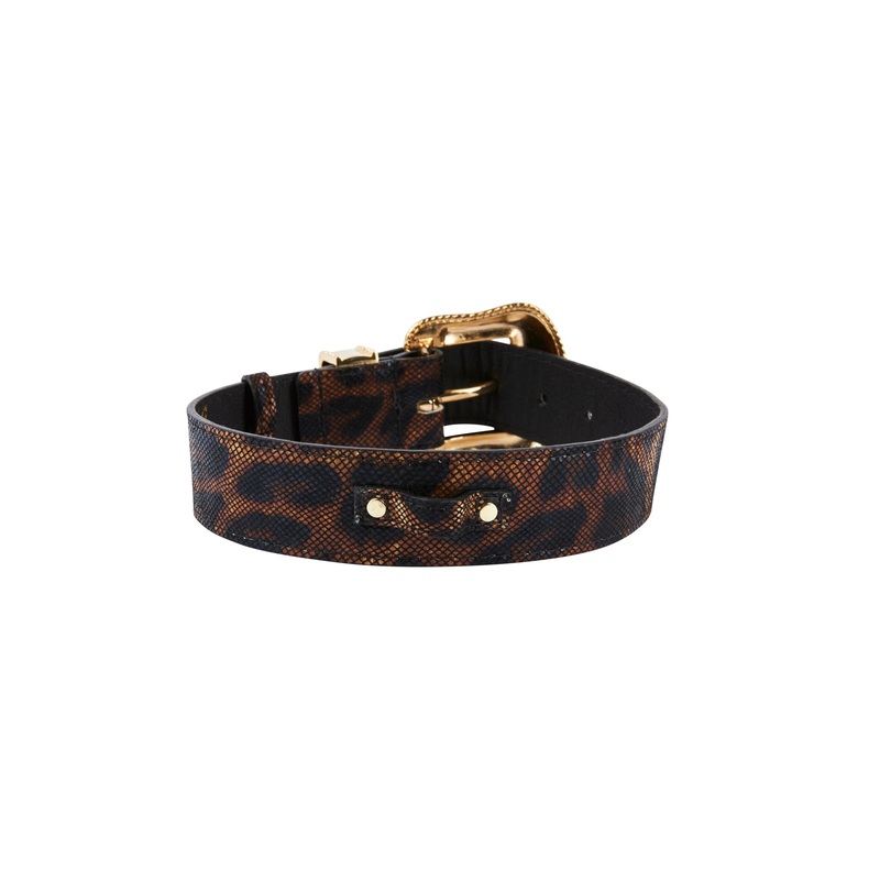 Abstract Leopard Italian Leather With Swarovski Crystal Hardware