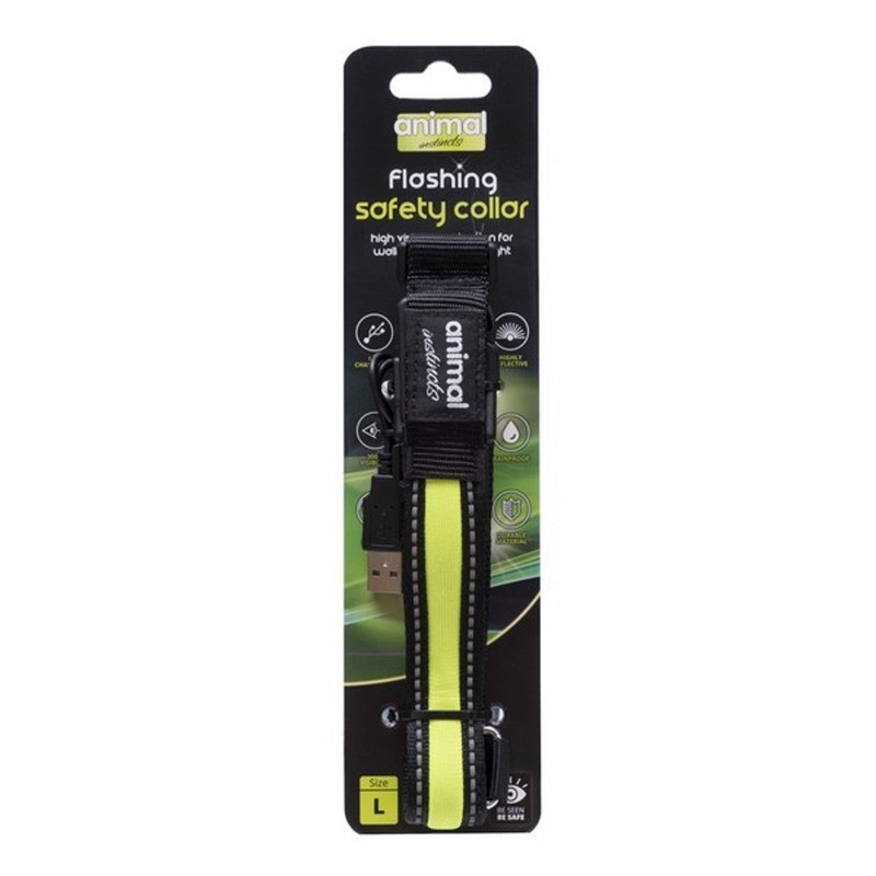 Animal Instincts Flashing Collar Yellow Medium 40-50 cm