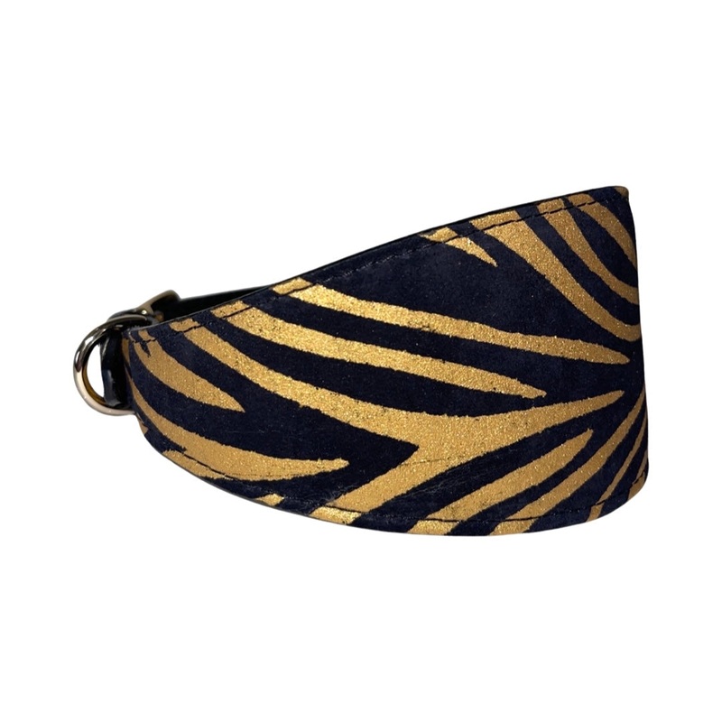 Black & Gold Zebra Print 3 Wide Style Collar