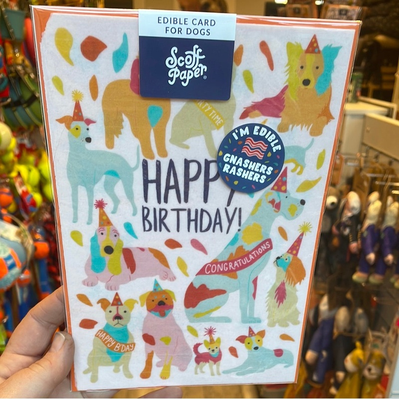 Scoff Paper Edible Card For Dogs - Happy Birthday Rashers Flavour