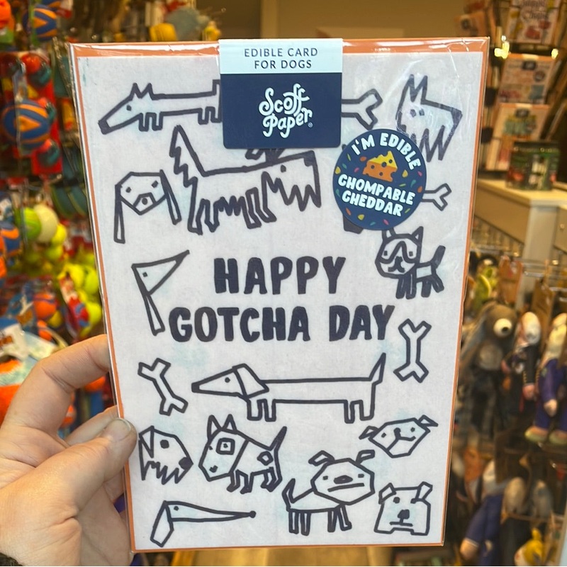 Scoff Paper Edible Card For Dogs - Happy Gotcha Day Cheese