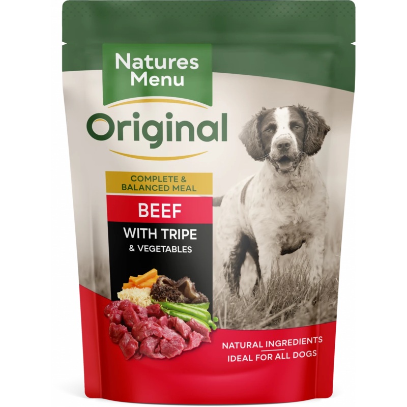 Natures Menu Complete Meal Beef With Tripe & Vegetables Adult Dog Food Pouch 300gr