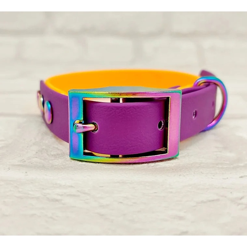 Trinkety Paws Waterproof Dog Collar Peach/Warm Purple