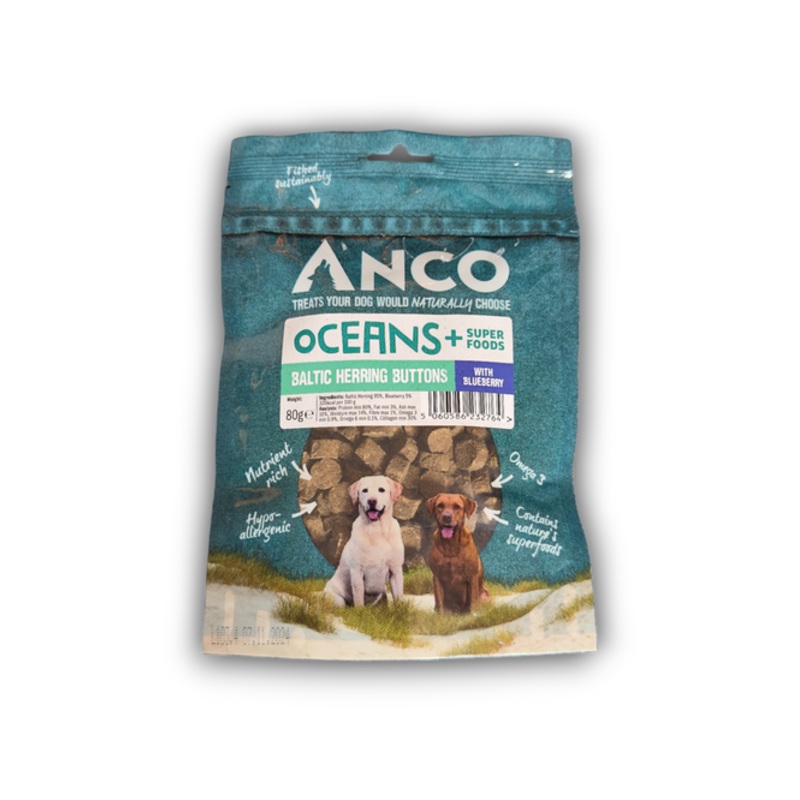 Anco Oceans+ Baltic Herring Buttons with Blueberry 80g