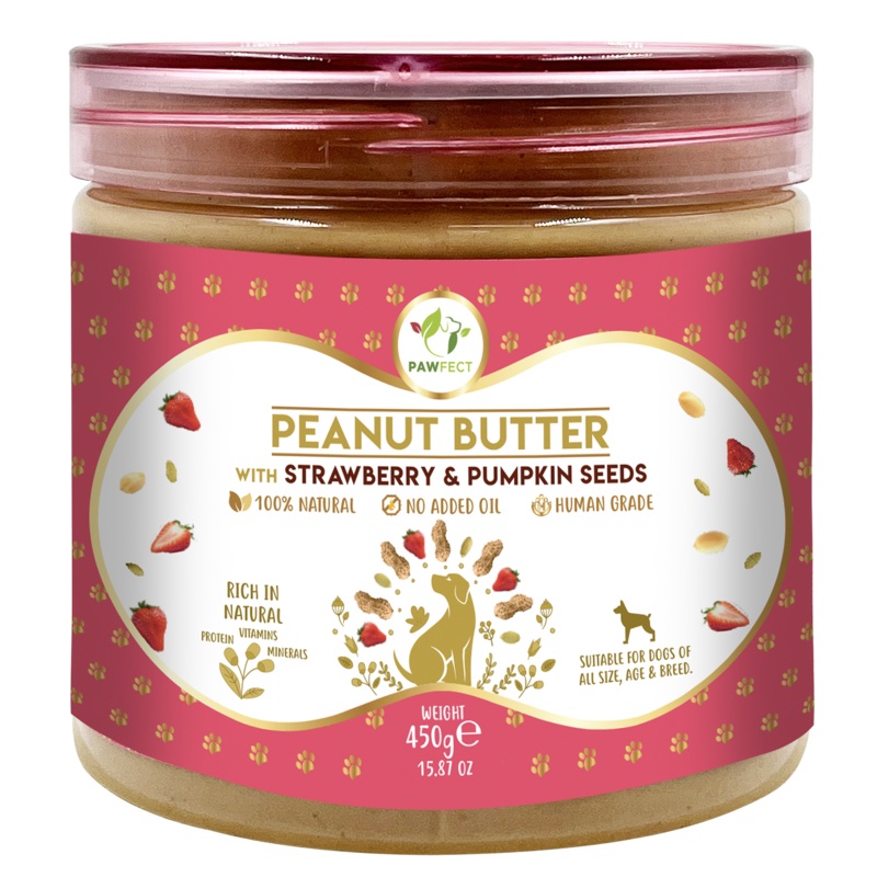 Pawfect Peanut Butter for Dogs: Strawberry & Pumpkin Seeds