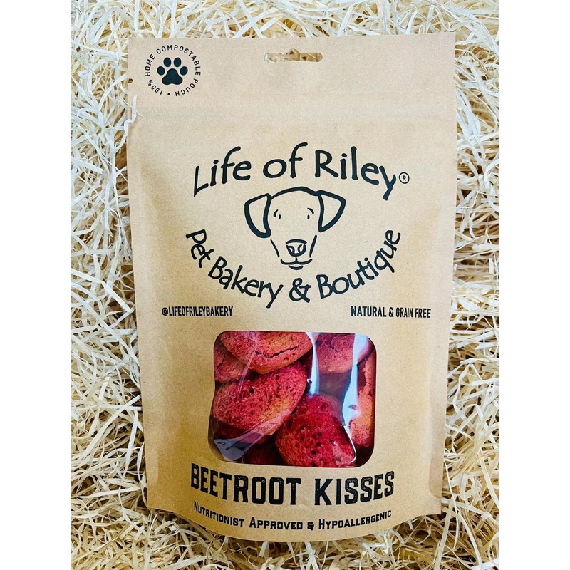 Life of Riley Dog Bakery Beetroot Kisses - Grain Free Natural Dog Treats 100g
