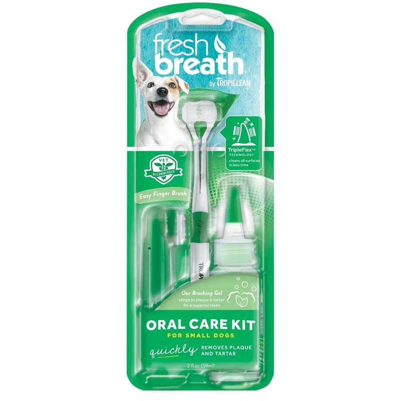 Tropiclean Fresh Breath Oral Care Kit for Dogs (2 Brush Sizes)