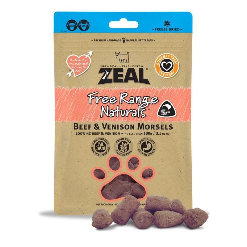 Zeal Free Range Naturals Beef & Venison Morsels Freeze-Dried Pet Treats, 100g
