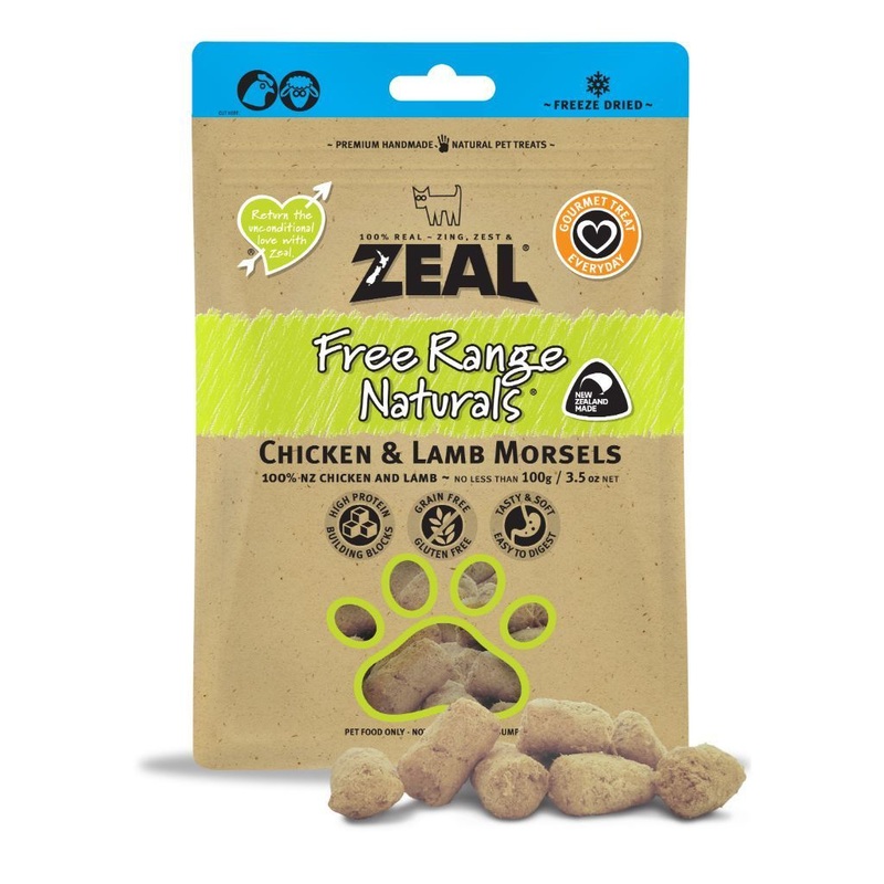 Zeal Free Range Naturals Chicken & Lamb Morsels Freeze-Dried Pet Treats, 100g