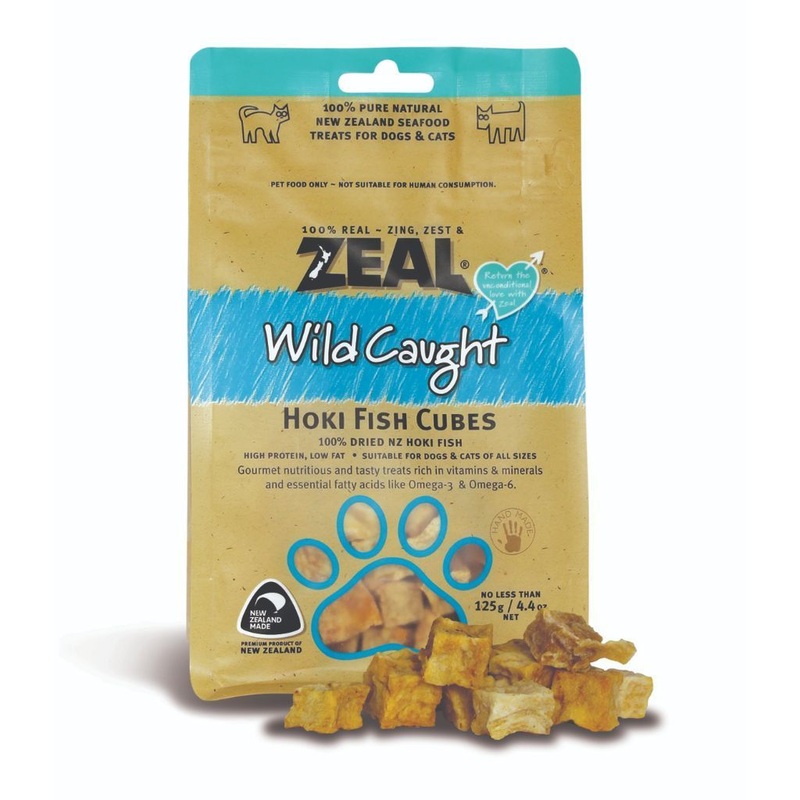 Zeal Wild Caught Hoki Fish Cubes Air-Dried Pet Treats, 125g