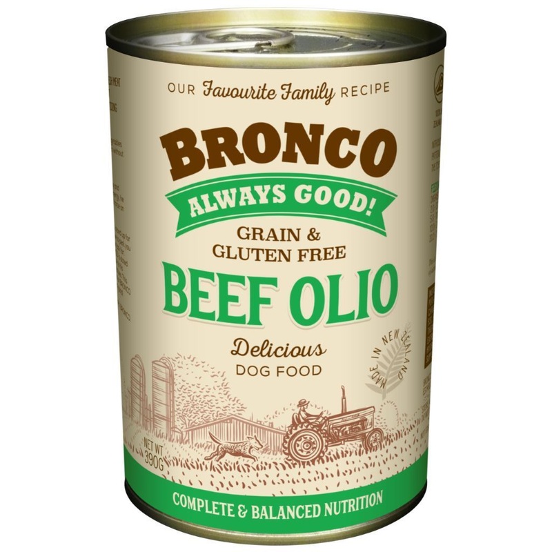 Bronco Beef Olio Canned Dog Food, 390g x 12
